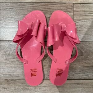 Mini Melissa Girls Pink Bow Jelly Slide Flip Flop Size: US 3 (EUR 34-35)